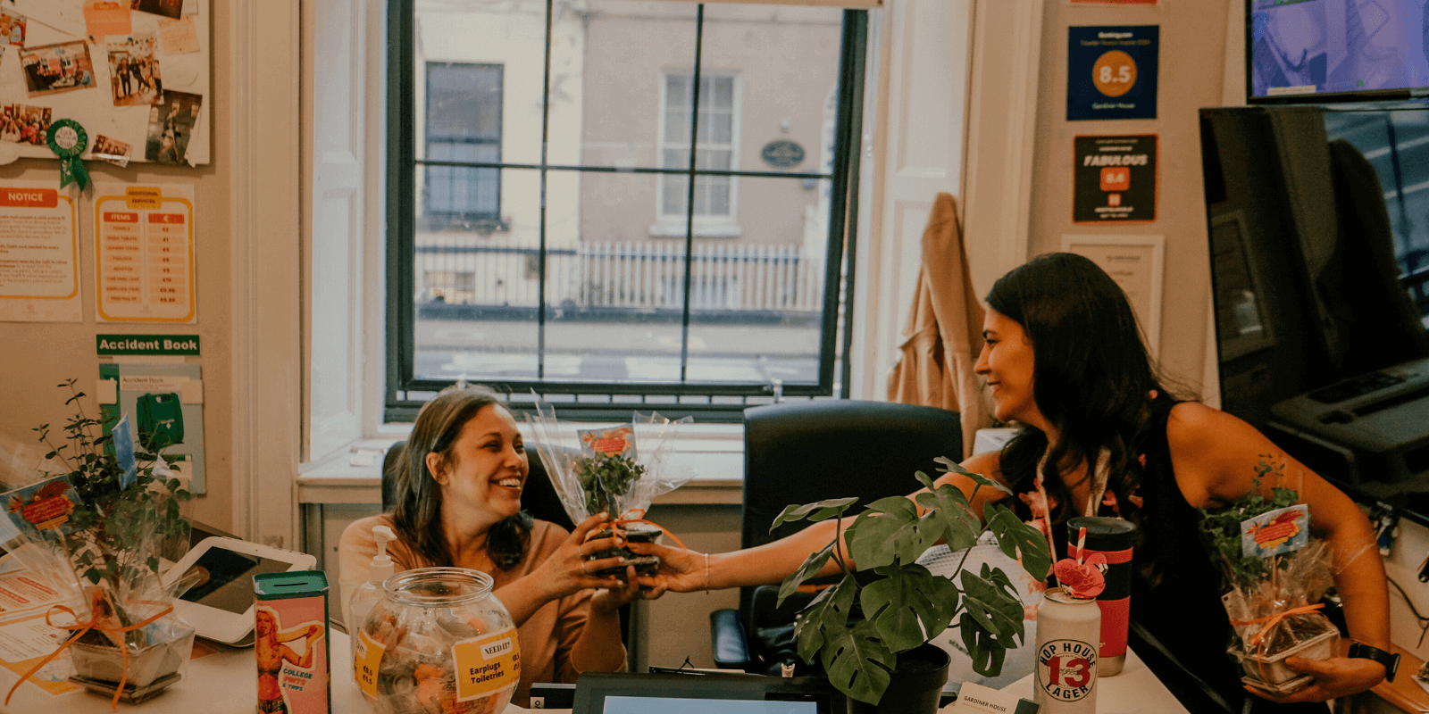 Reception at Gardiner House Hostel in Dublin